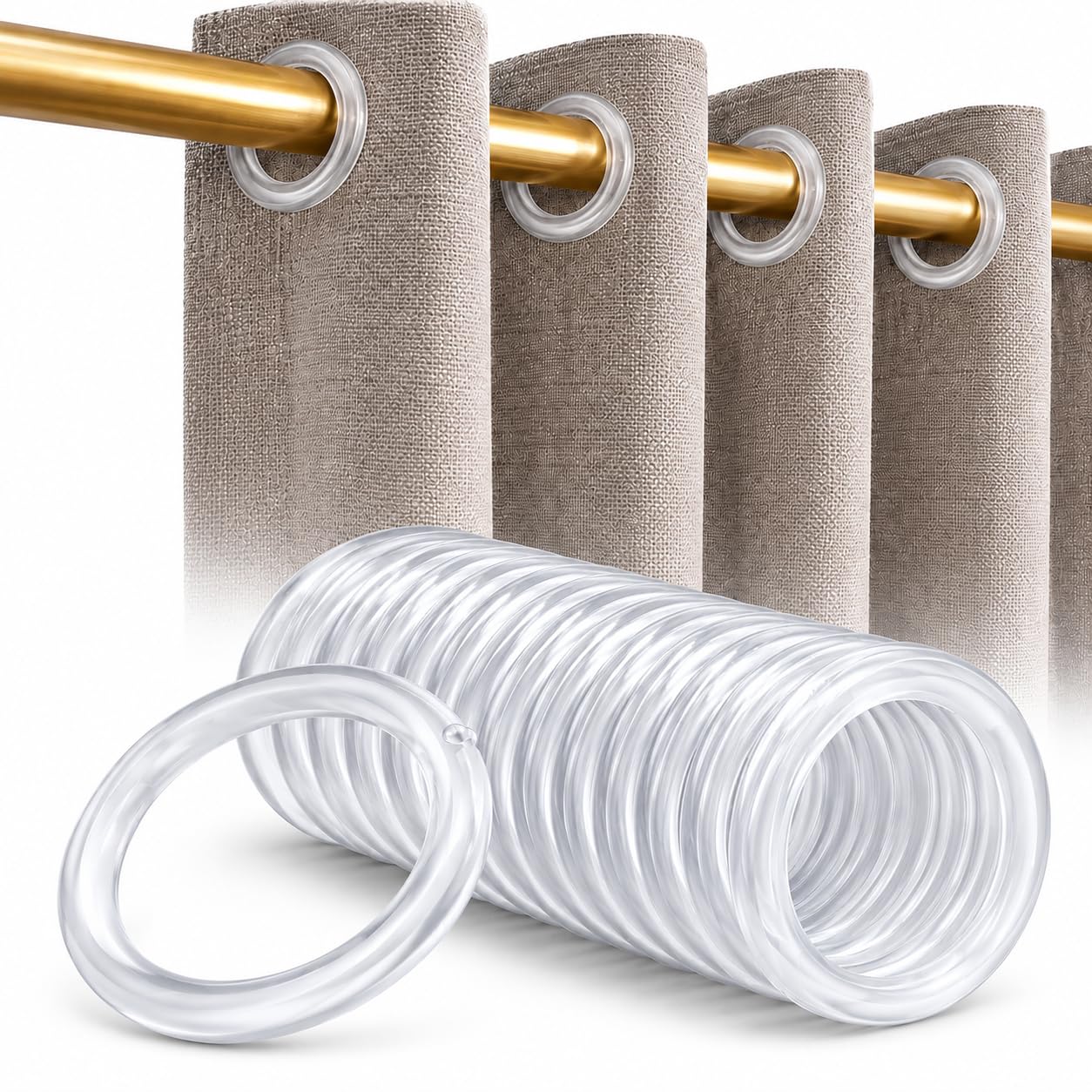Plastic Curtain Rings - 25 Pack, Snap Lock -1 Plastic Curtain Rings - 25 Pack, Snap Lock -1