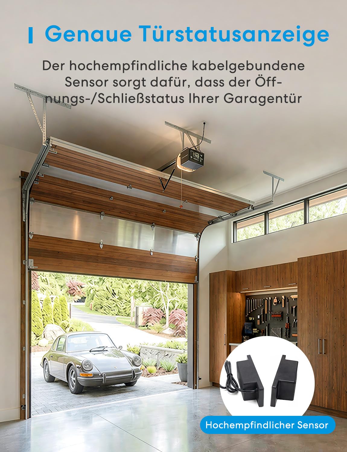 Meross Smart Garagentoröffner Fernbedienung, kompatibel mit CarPlay, Apple HomeKit, Siri, Alexa und Google, Universal WLAN Garagentoröffner mit Benachrichtigung, Sprachsteuerung, Auto-Close und Timer