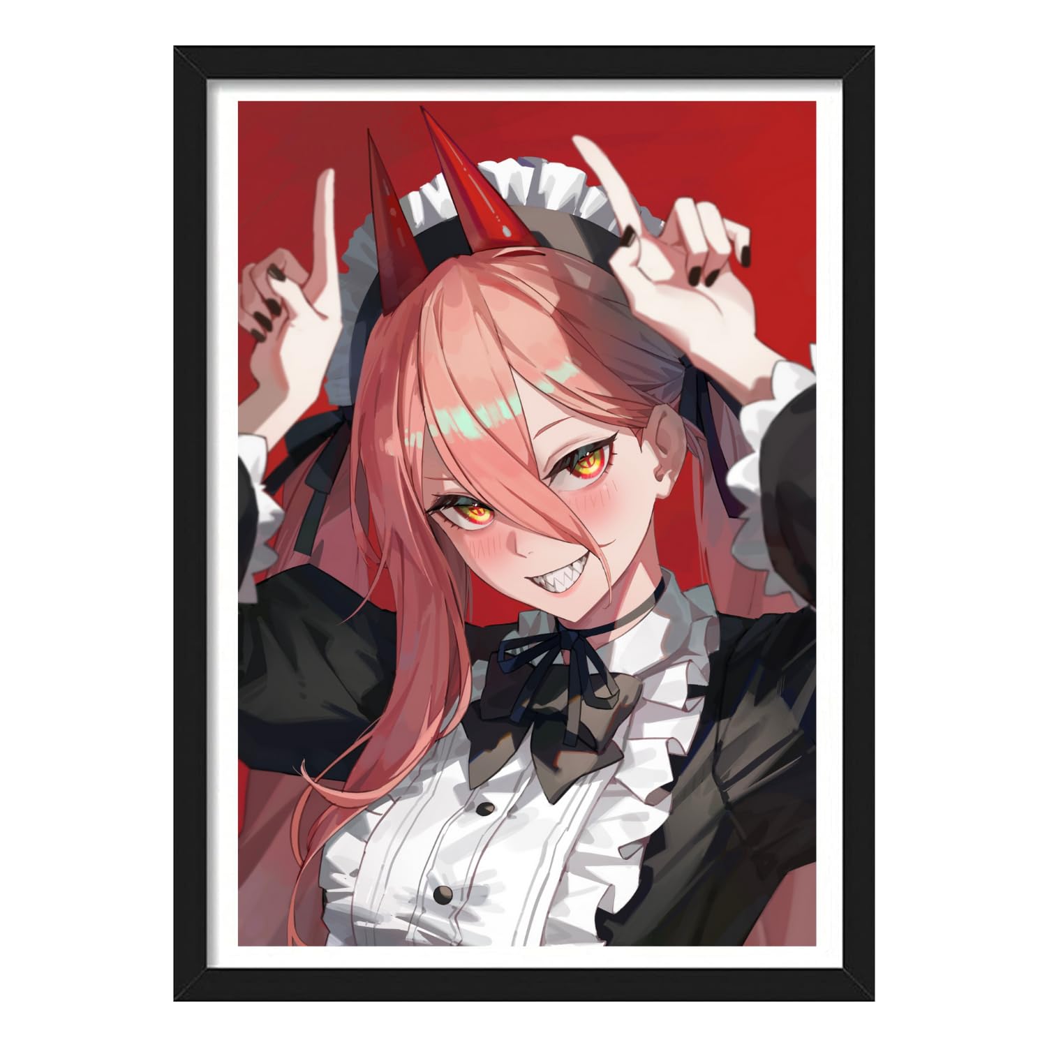 YourCanvas | Power's Cosplay Costume x Chainsaw Man Framed Poster | Anime Framed Poster (Black Framed 10×13 inches, Power's Cosplay Costume)