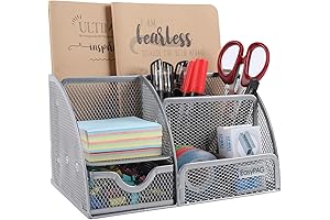 Ergonomic Silver Mesh Desk Organizer