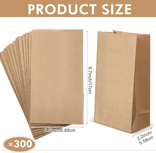 Miniatura 9 de 500 bolsas pequeñas de papel marrón a granel de 3.5 x 2.2 x 6.7 pulgadas, bolsas de papel kraft de 1 libra, bolsas de papel duraderas para