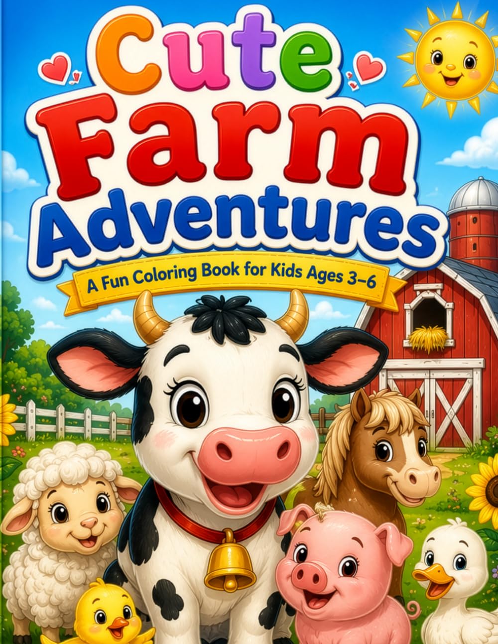 Cute Farm Adventures: A Fun Coloring Book for Kids Ages 3–6
