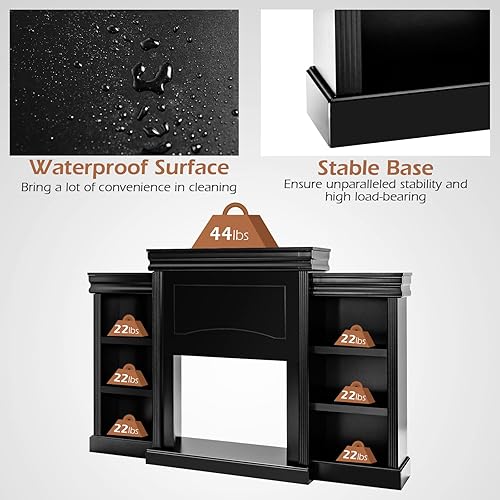 Miniatura 9 de Tangkula Soporte de mantel independiente de 70 pulgadas, gabinete moderno con chimenea para sala de estar, dormitorio, mesa consola de madera con