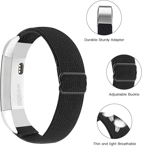 Miniatura 3 de Bandas elásticas ajustables compatibles con Fitbit AltaAlta HR, correas deportivas de nailon elástico suave y transpirable de repuesto para mujeres
