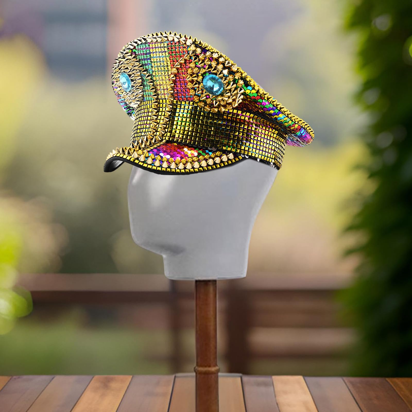 Bunte Strass-Mütze, modisch, Unisex, verstellbar, atmungsaktiv, Unisex, modisches Accessoire, Strassverzierung