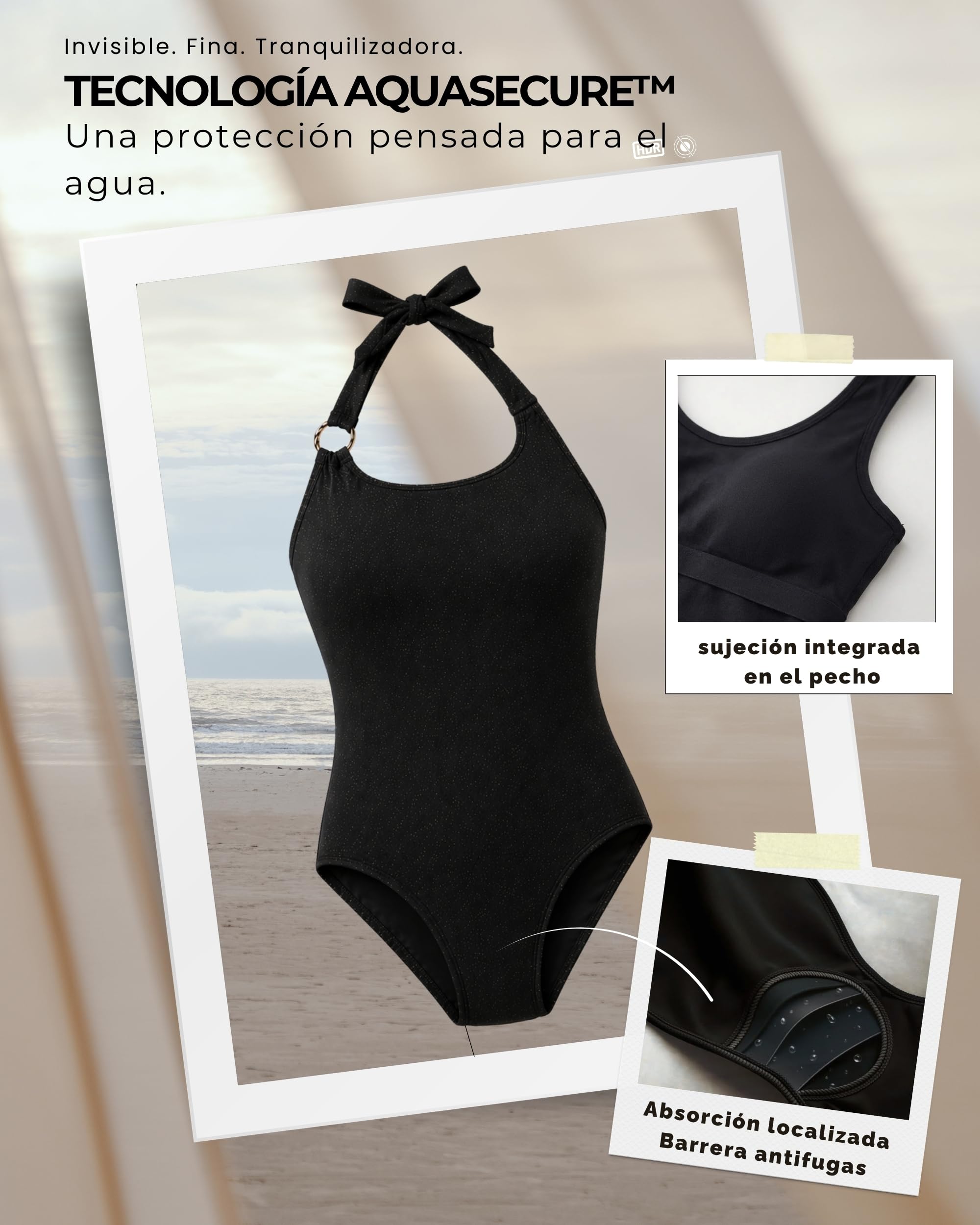Bañador Menstrual 1 Pieza para Mujer y Niñas | Tecnología AquaSecure
