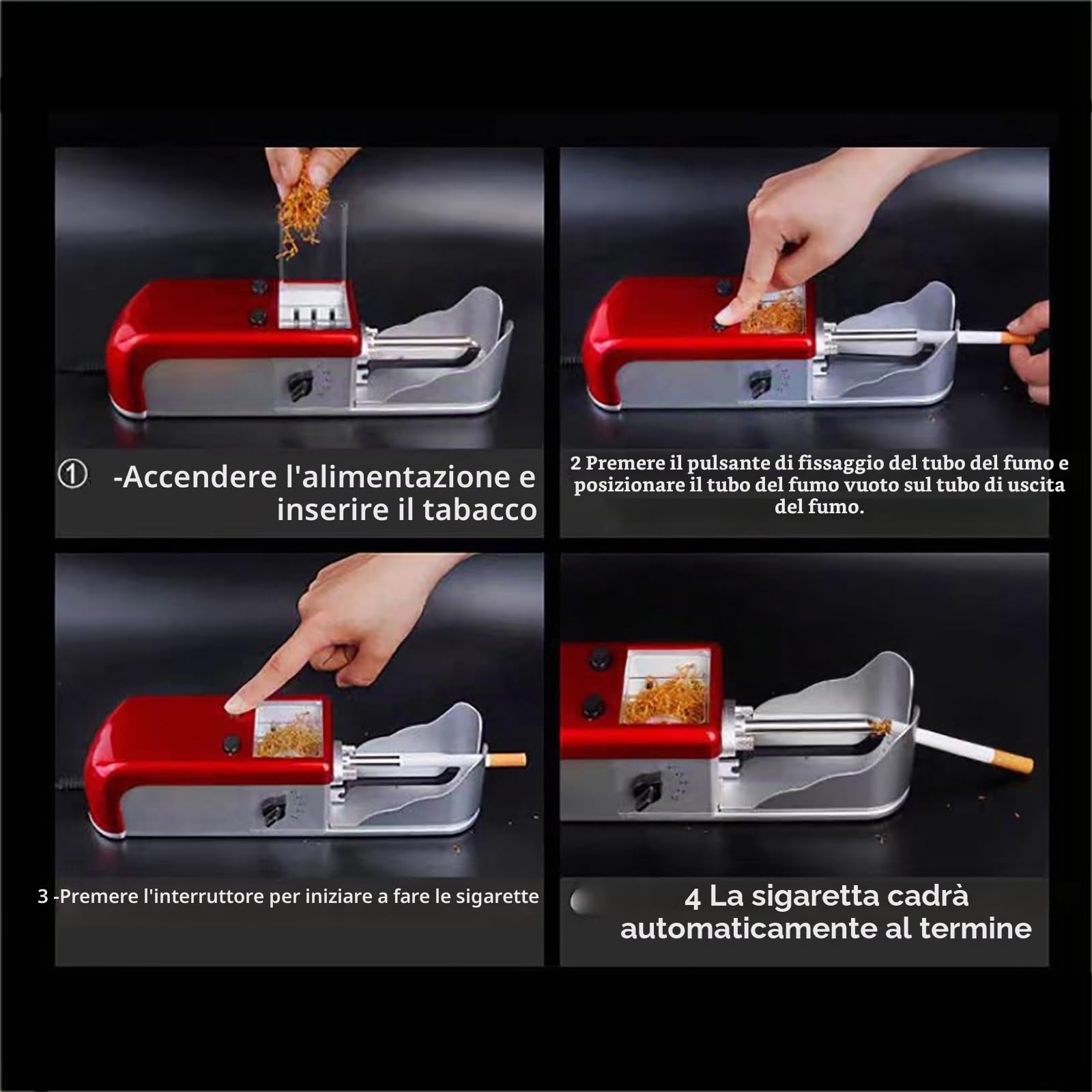 MObyat Macchina per Rollare Sigarette Elettrica, 5 Livelli di Regolazione, Completamente Automatica, 5,5/6,5/8,0 Mm, Rollatrice Elettrica Universale, 1 Stick in 2 Secondi, Regalo per Padre E Marito
