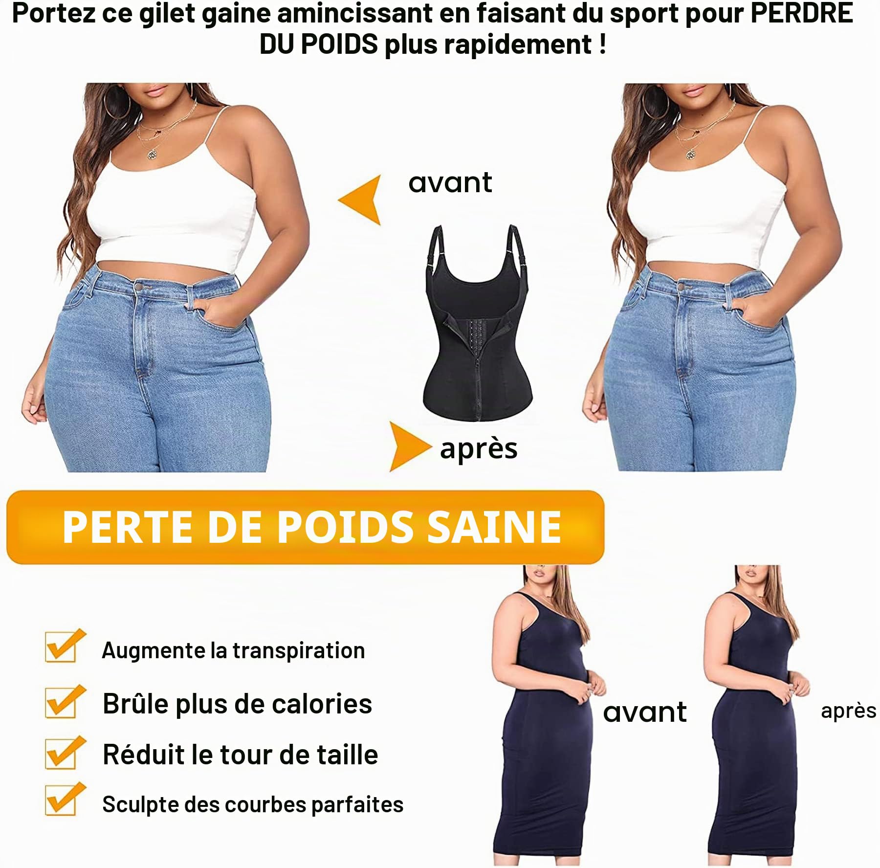 KUMAYES Corset Minceur Femme Gaine Amincissante Body gainat Ventre Plat Ceinture Amincissante Body Shaper Waist Trainer