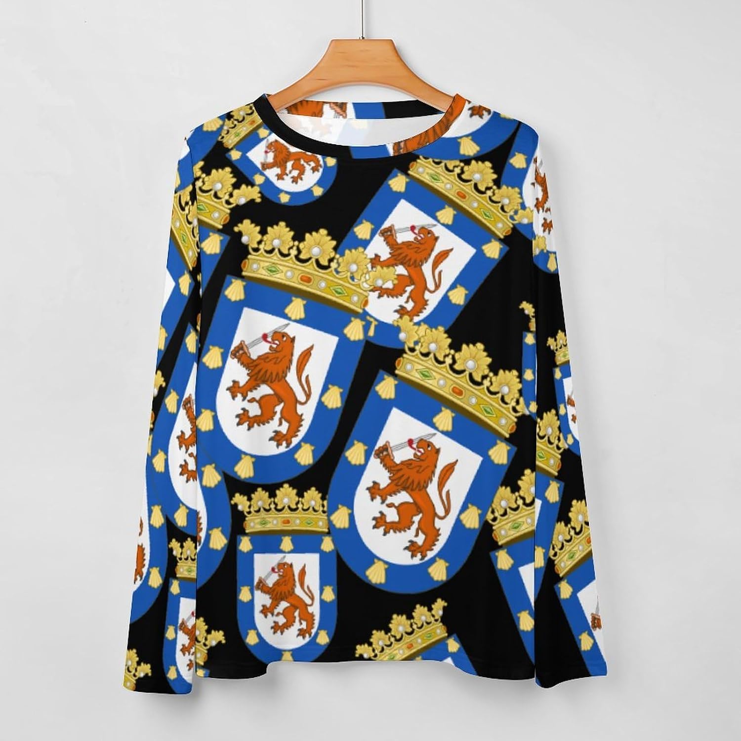 Coat of Arms of Santiago Women's Pajama Top Sleepwear Pajamas Sleep T-Shirt Long Sleeve Shirt Crewneck Tee