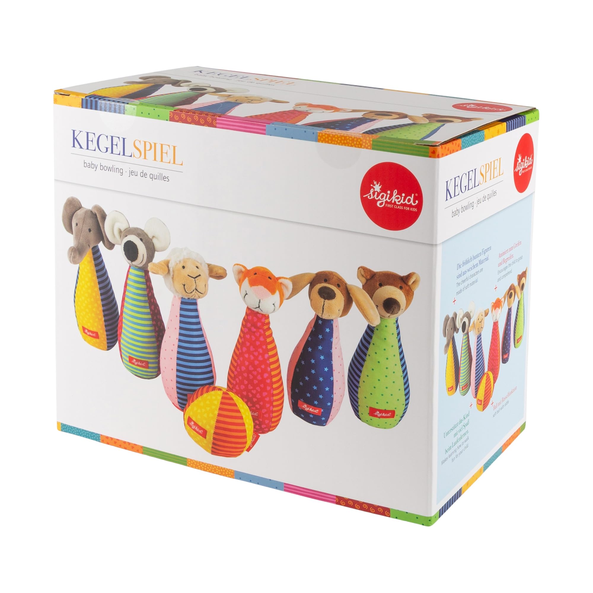 sigikid Baby Bowling Kegelspiel Baby- & Kleinkindspielzeug Motorikspielzeug Rasseln & Greiflinge PlayQ Aktivitätsspielzeug Mädchen und Jungen ab 3 Monaten, waschbar