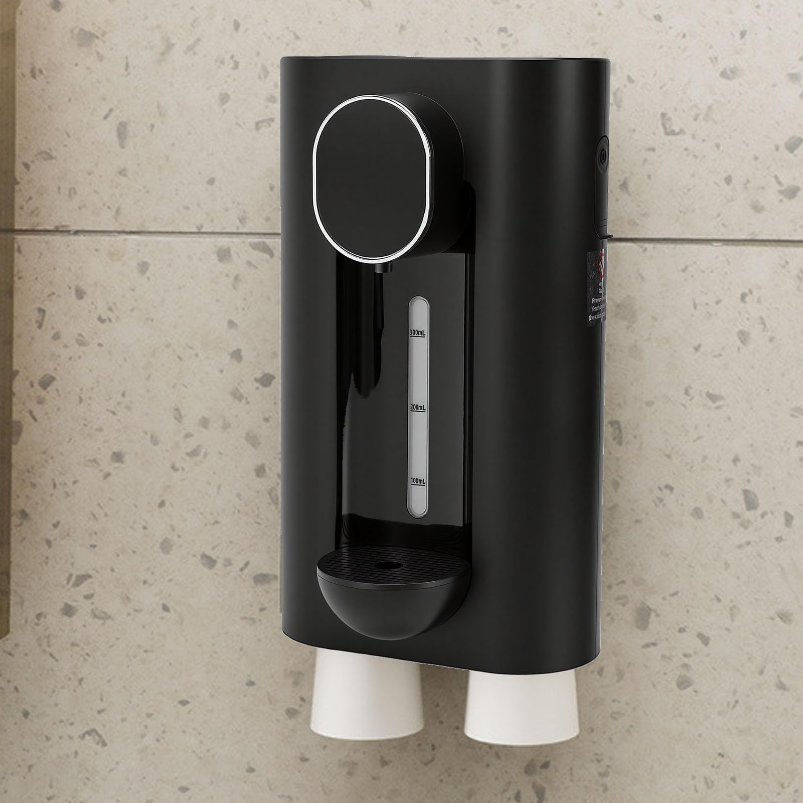 Dispenser Automatico Per Collutorio Di Parete 540 Ml, Schermo LED Con 3 Modalità, 2 Tazze Magnetiche, Dosaggio Senza Tocco, Accessorio Igiene Orale Per Bagno (Nera)