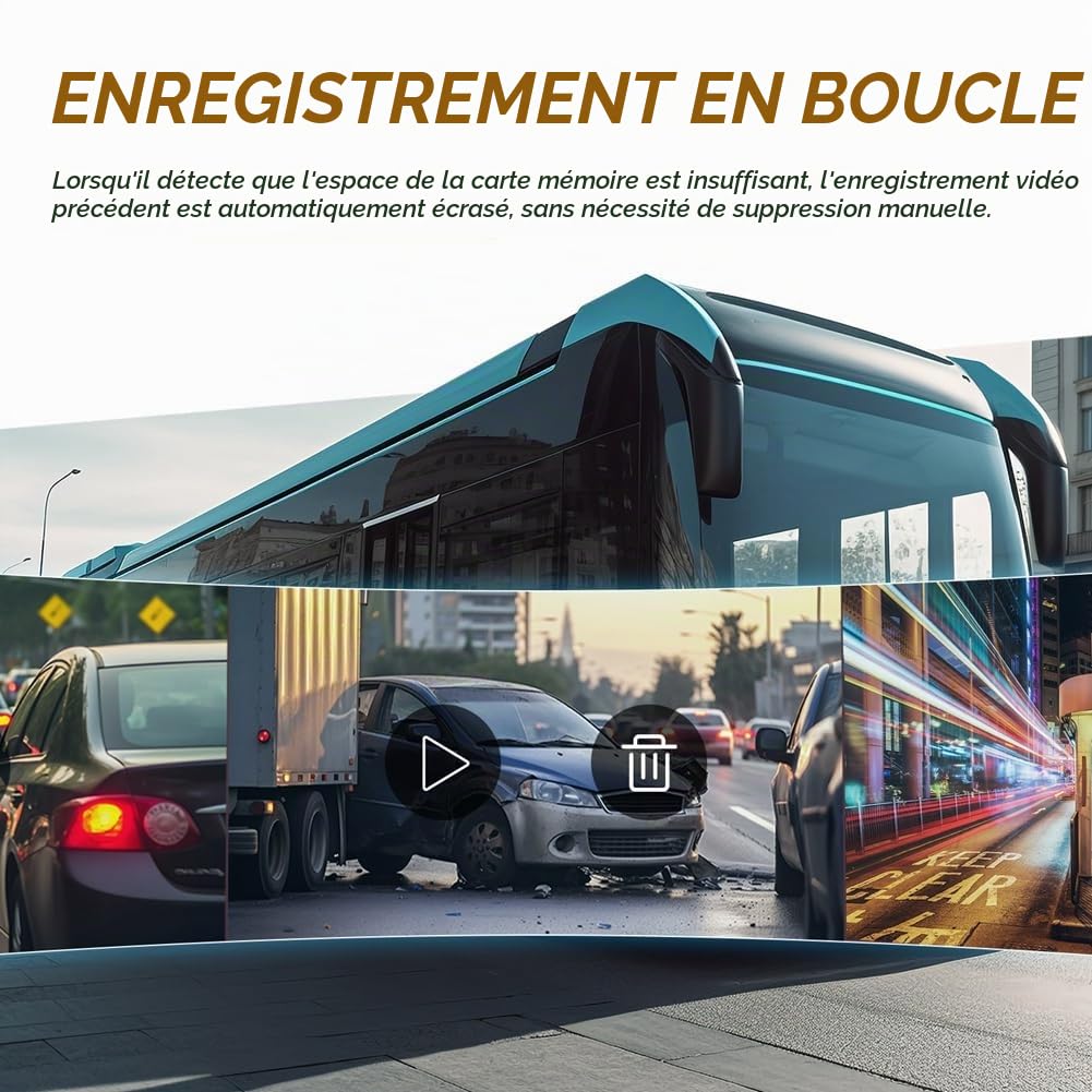Moniteur Vertical de Vue Latérale de Voiture de 10,36 Pouces pour Rétroviseur de Camion et de Bus, Écran Tactile, Enregistreur DVR IP68 à 2 Canaux, Gauche