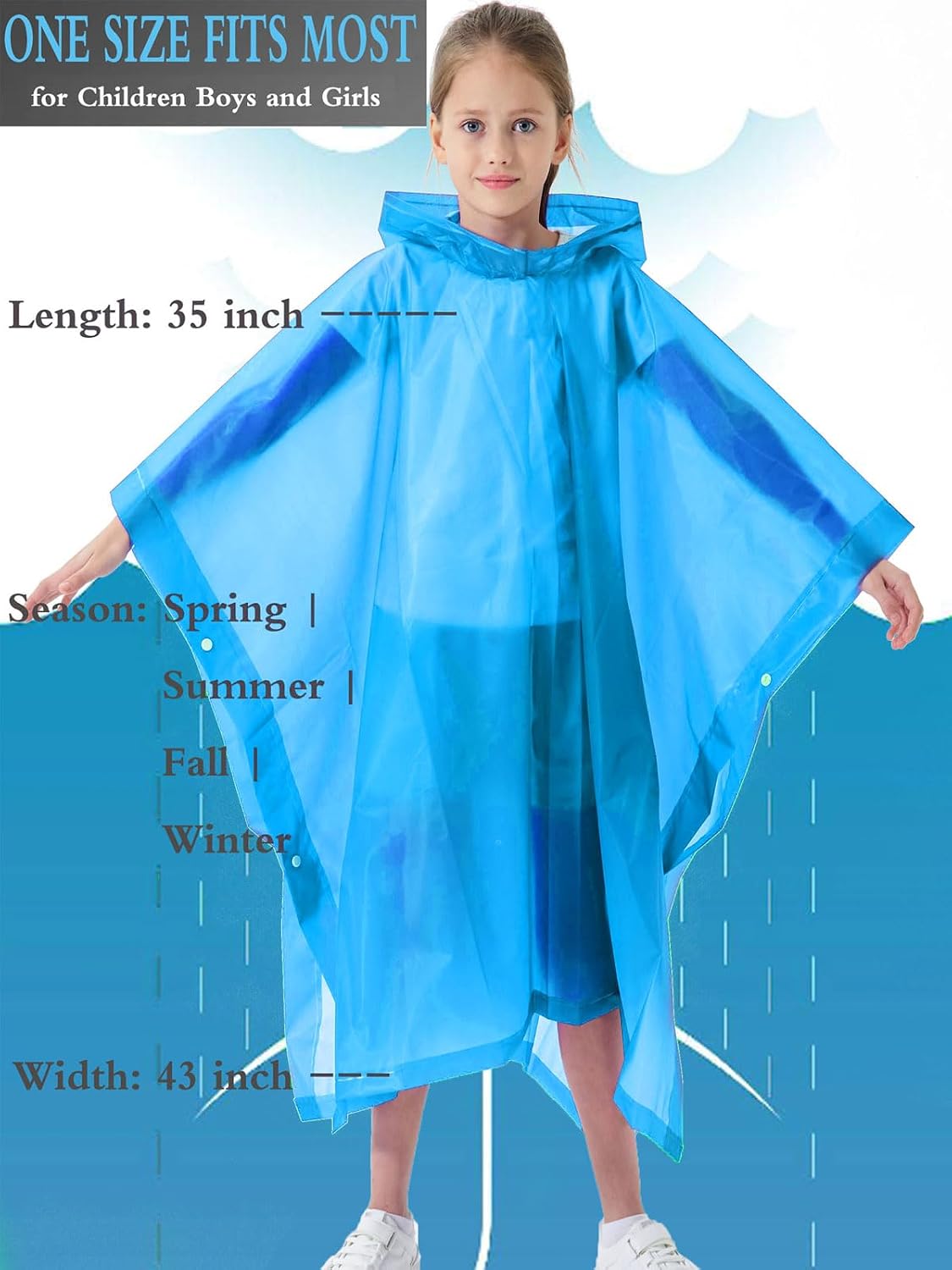 2 Pack Raincoats for Kids, Kids Rain Jacket Reusable Rain Ponchos for Boys and Girls image 5