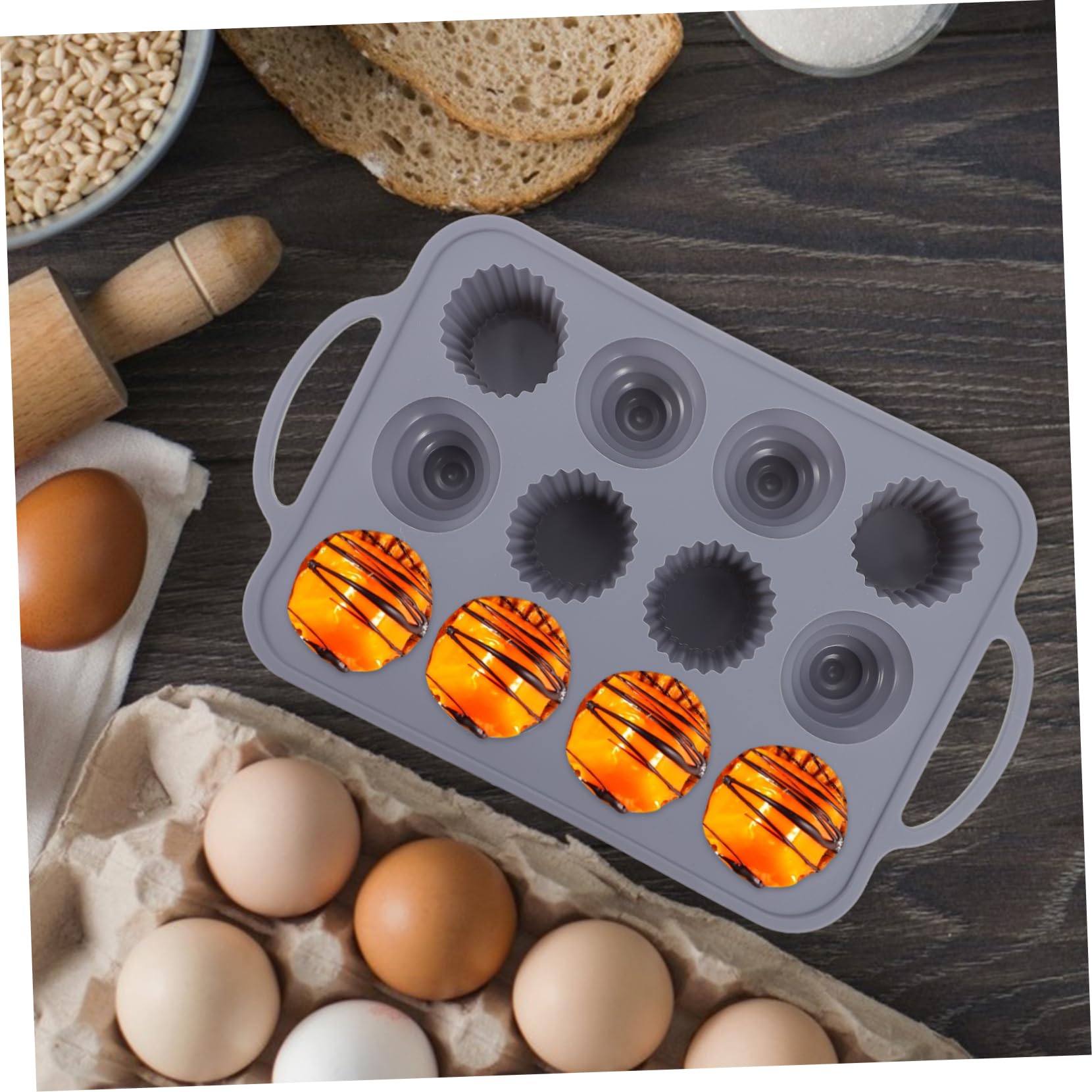 LABRIMP Stampo per Torta in Silicone a 12 Cavità Manico Antiscivolo