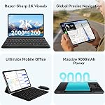Blackview 12 inch Tablet Android 15,Android Gaming Tablet with Keyboard,24GB+128GB/2TB, Gemini AI with Pen, 2K FHD+ Display, 9000mAh/18W, Widevine L1, 5G WiFi, GPS (Gray, 128, GB)