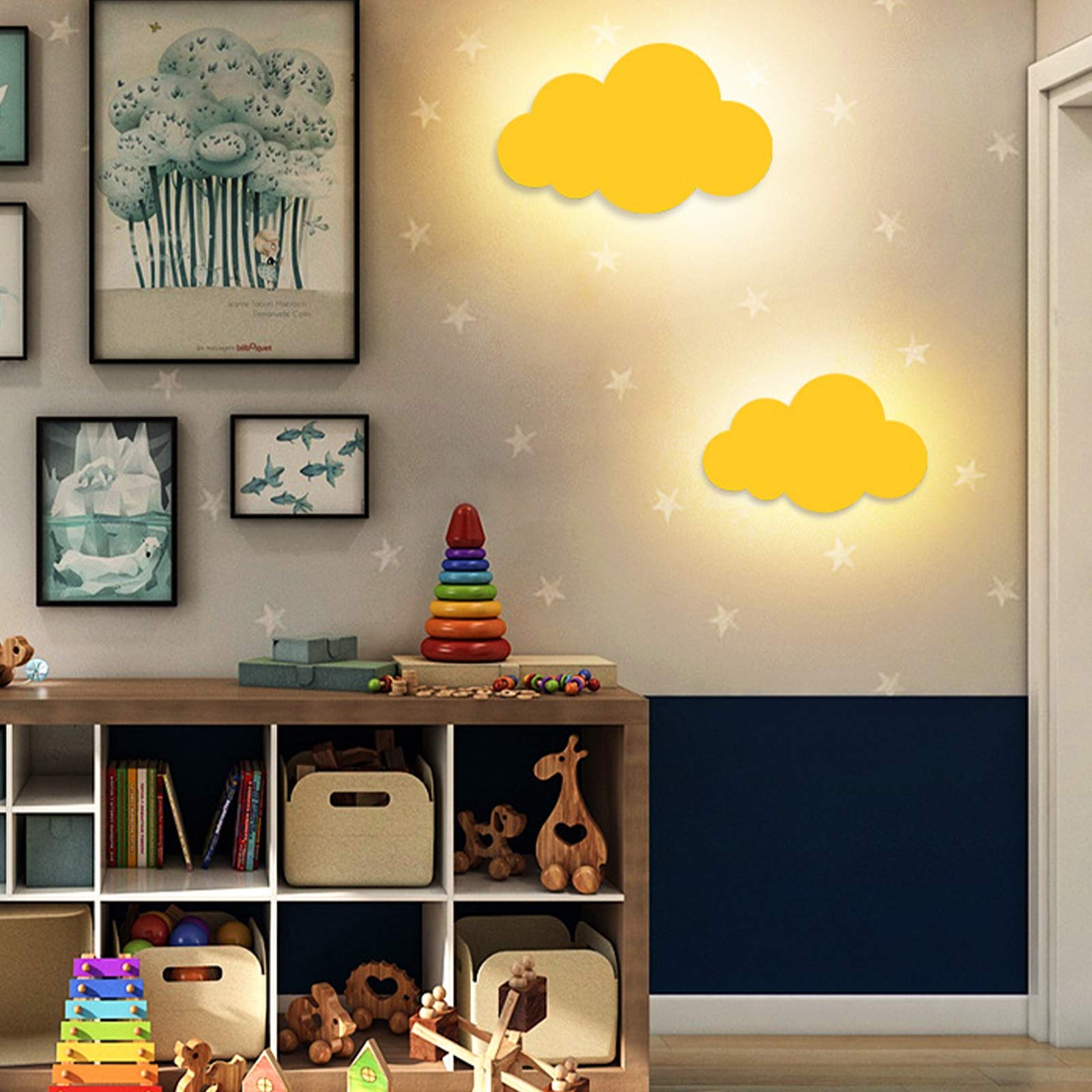 WXKAGF Kinkiet LED Cloud, kinkiet wewnętrzny z 3 temperaturami barwowymi, lampka nocna z akrylowym abażurem, do salonu sypialnia dziecięca dekoracyjna, niebieska/B