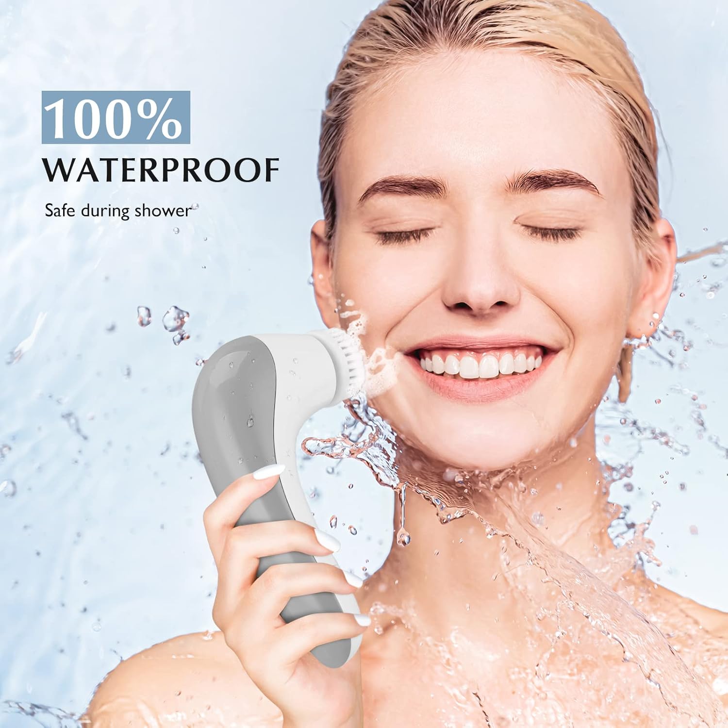 Facial Cleansing Brush Face Scrubber: Silicone Electric Exfoliating Spin Travel Cleanser Device Waterproof Deep Cleaning Exfoliation Rotating Acne Skin Spinning Cleaner System Case Set Christmas Gift : Beauty & Personal Care