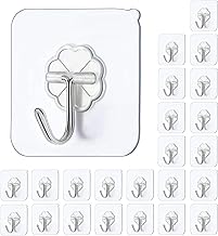 Self Adhesive Hooks,24 PCS Heavy Duty Door Wall Adhesive Hooks for Kitchen, Bathroom, Office, Closet, Hanging Coat Cloth Towel Key Decorations