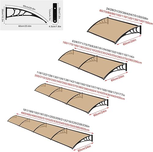 Miniatura 5 de Cubierta de refugio de lluvia para ventana de exterior, toldo para puerta delantera, toldo para exteriores, ventana de jardín, patio, cubierta de