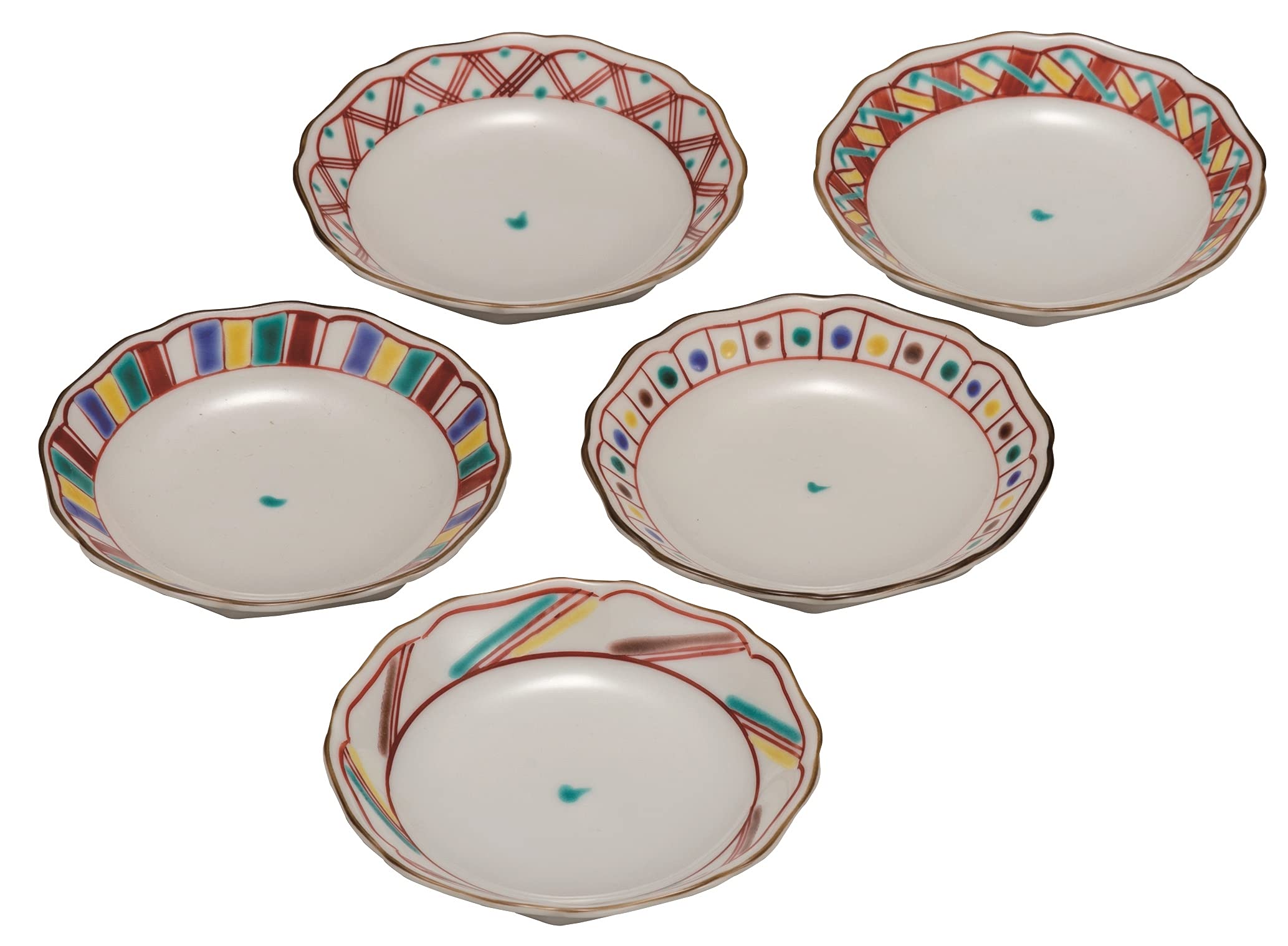 Amazon｜九谷焼いわたや 九谷焼皿揃(4号)色絵絵変わり K7-45｜小皿