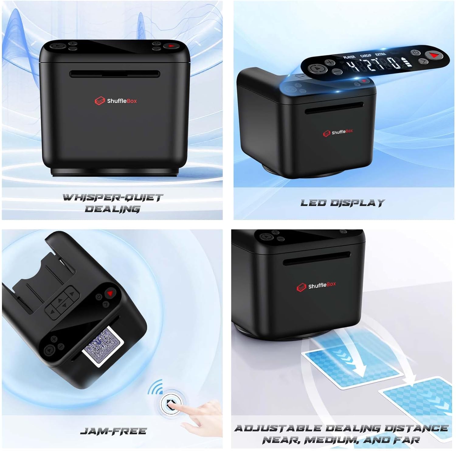 D1 Rechargeable Card Dealer with Remotes,Support 1-3 Deck for Card Games,Poker Games