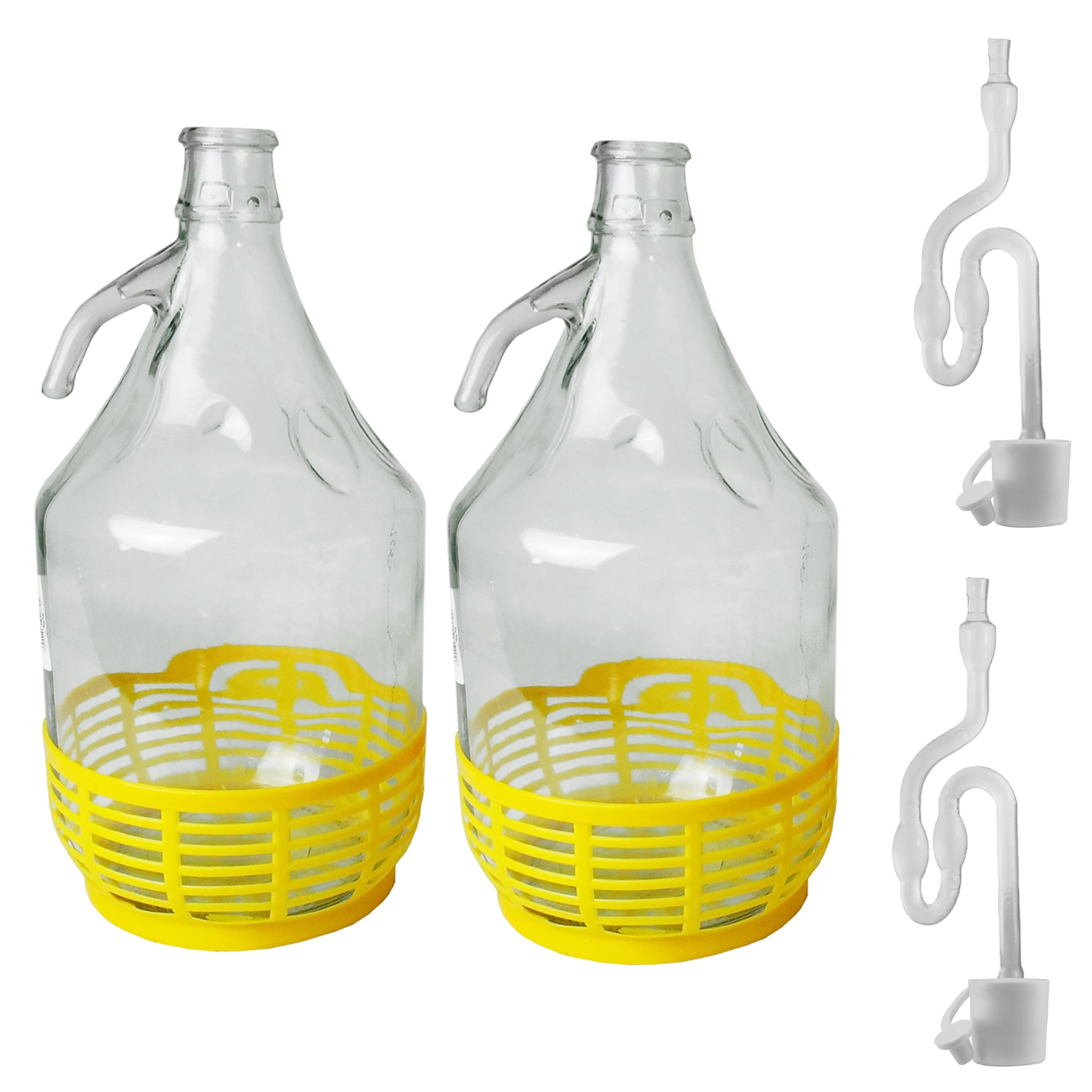 5l Wine Fermentation Demijohn/Carboy,Pack of 2,4 & 6,with Bubbler & Bung Removable Protective Base (Pack of 2)