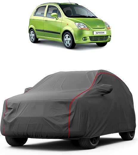 MADAFIYA Car Cover for Chevrolet Spark (2014 to 2024 Models) with Mirror Pocket, Triple Stitched, All Weather Protection, ...