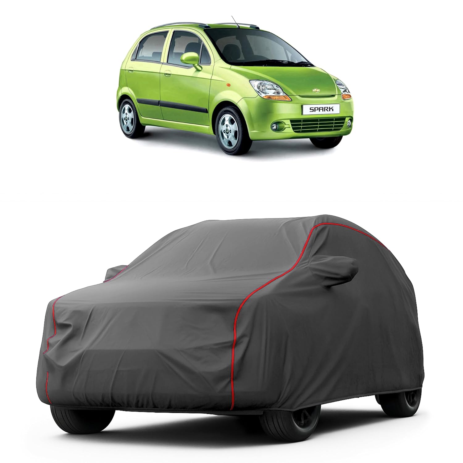 MADAFIYA Car Cover for Chevrolet Spark (2014 to 2024 Models) with Mirror Pocket, Triple Stitched, All Weather Protection, ...