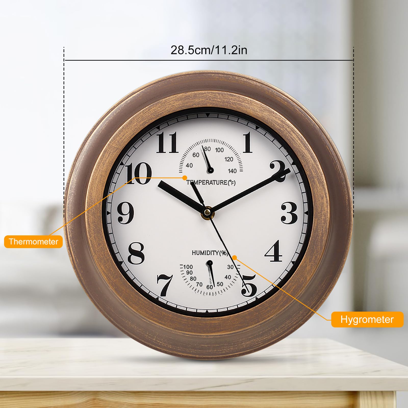 XQZMD Outdoor Waterproof Wall Clock, 11.2 inch Retro Wall Clock with ...