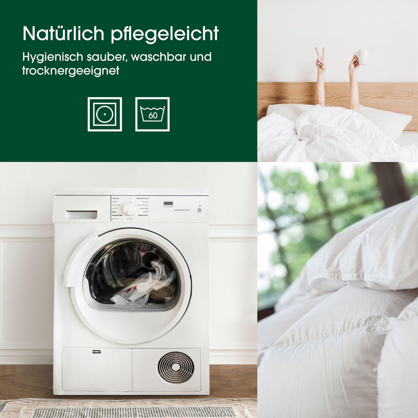 Premium de Luxe Daunenkissen 80x80 cm - Made in Germany Daunen Kopfkissen aus 100% Baumwolle - 3 Kammer Daunenkissen für Allergiker [1er Pack]