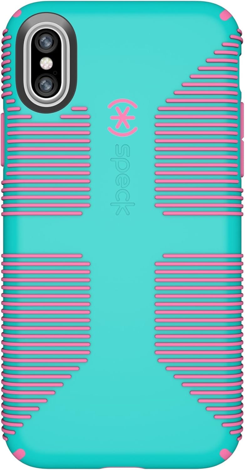 Speck Products CandyShell Grip Cell Phone Case for iPhone XS/iPhone X - Caribbean Blue/Bubblegum Pink