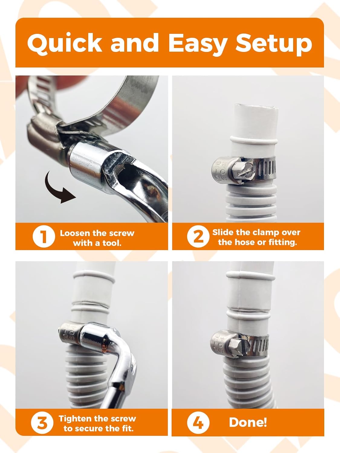 Hose Clamp Assortment 200PCS Hose Clamp 304 Stainless Steel Kit Adjustable 1/4"~2"(6~51mm) Worm Gear Hose Clamp, Heavy Duty Small Hose Clamps for Automotive, Fuel Line, Pipe, Radiator