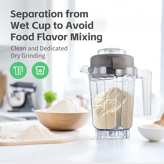 Dry Grains Container 32 oz, Dry Blade Container Compatible with 5200 7500 750 E310 5000 VM0197 VM0101 Professional/Explorian blender