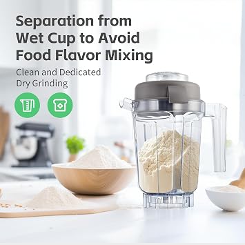 Dry Grains Container 32 oz, Dry Blade Container Compatible with 5200 7500 750 E310 5000 VM0197 VM0101 Professional/Explorian blender