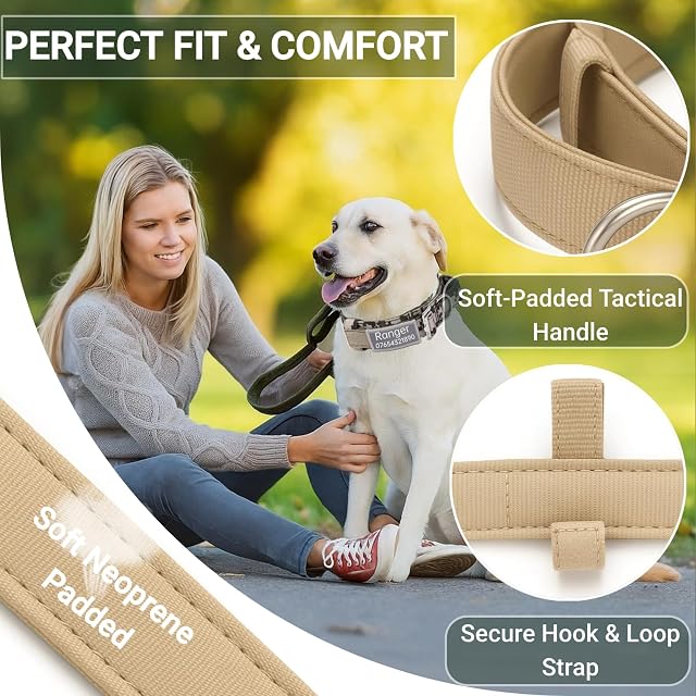 Foto 3 de 8 de SEOUGEE Collar táctico para perro personalizado con asa