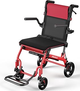 Transport Wheelchairs for Adults Lightweight Foldable Transport Chair with Telescopic Handle, Portable Folding Travel Transfer Wheel Chairs for Seniors