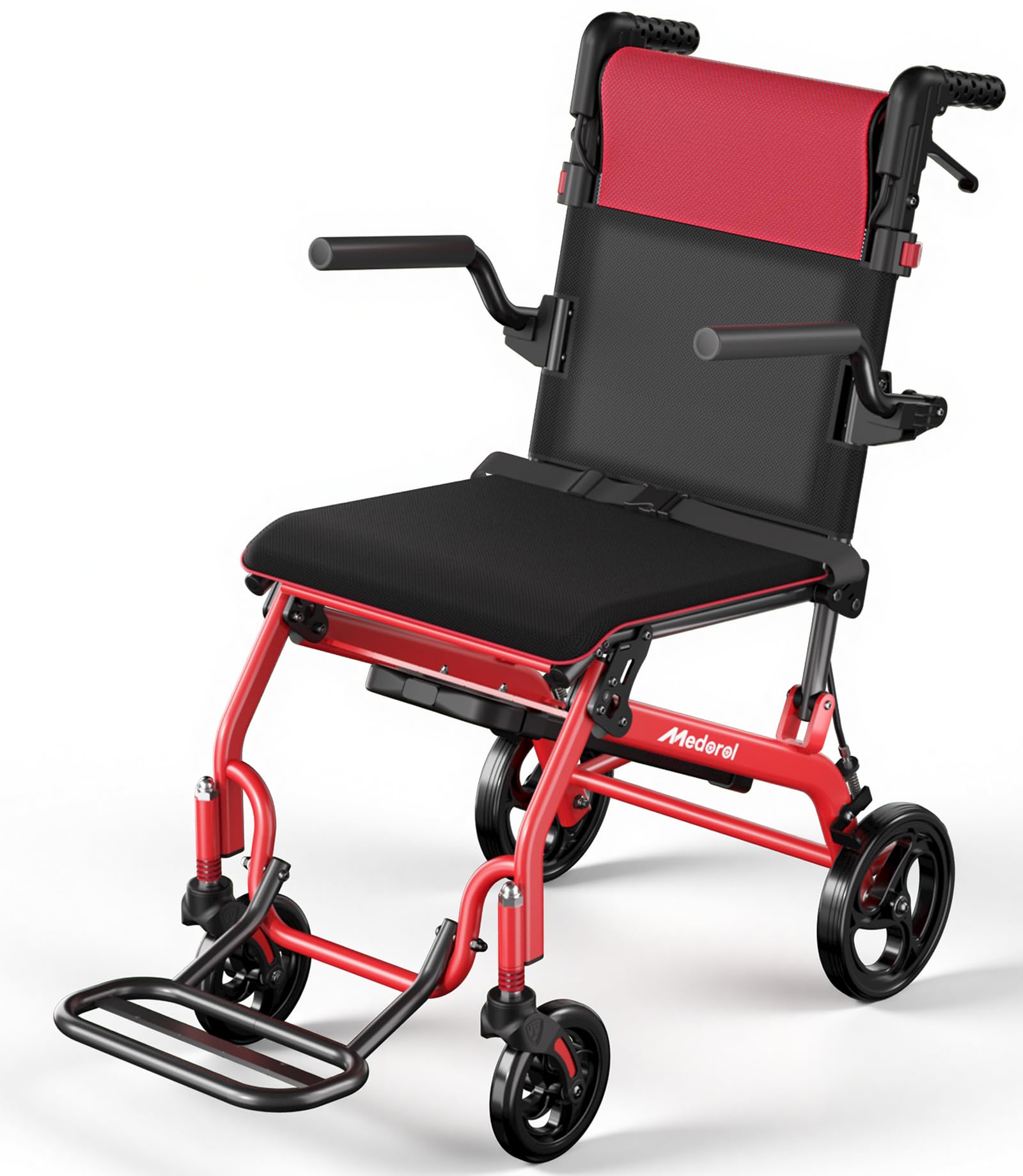 Transport Wheelchairs for Adults Lightweight Foldable Transport Chair with Telescopic Handle, Portable Folding Travel Transfer Wheel Chairs for