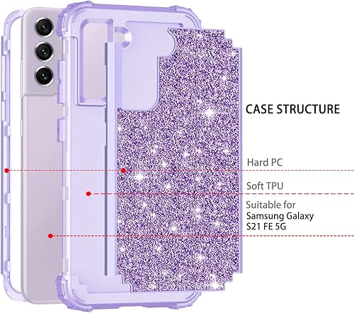 Miniatura 2 de LONTECT Funda para Galaxy S21 FE 5G no compatible con S21 5G Funda híbrida resistente 3 en 1 resistente híbrida resistente de alto impacto a prueba