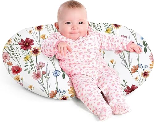 Miniatura 9 de Almohada de lactancia, almohadas de lactancia materna para mamá, funda suave con estampado floral de rosas con relleno transpirable, almohada de