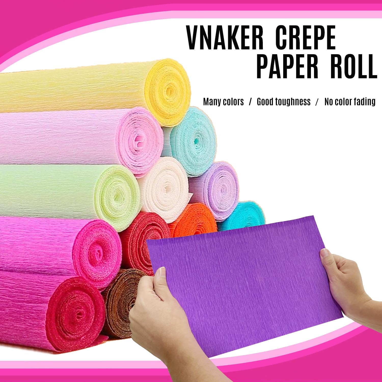 VNAKER Rose Crepe Paper Roll 9.8 x 98 Inch 3 Rolls for Flower & Party Decor image 4