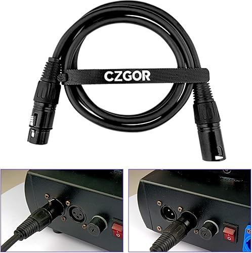 Miniatura 6 de Cable DMX de 3.9 pies, paquete de 6 cables flexibles XLR macho a hembra de 3 pines para señal de iluminación de escenario, conexión XLR, cable de
