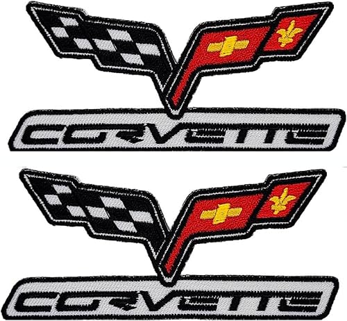 Patch Force Corvette Racing - Juego de 2 banderas a cuadros  4 x 2 pulgadas para planchar en coser en B496