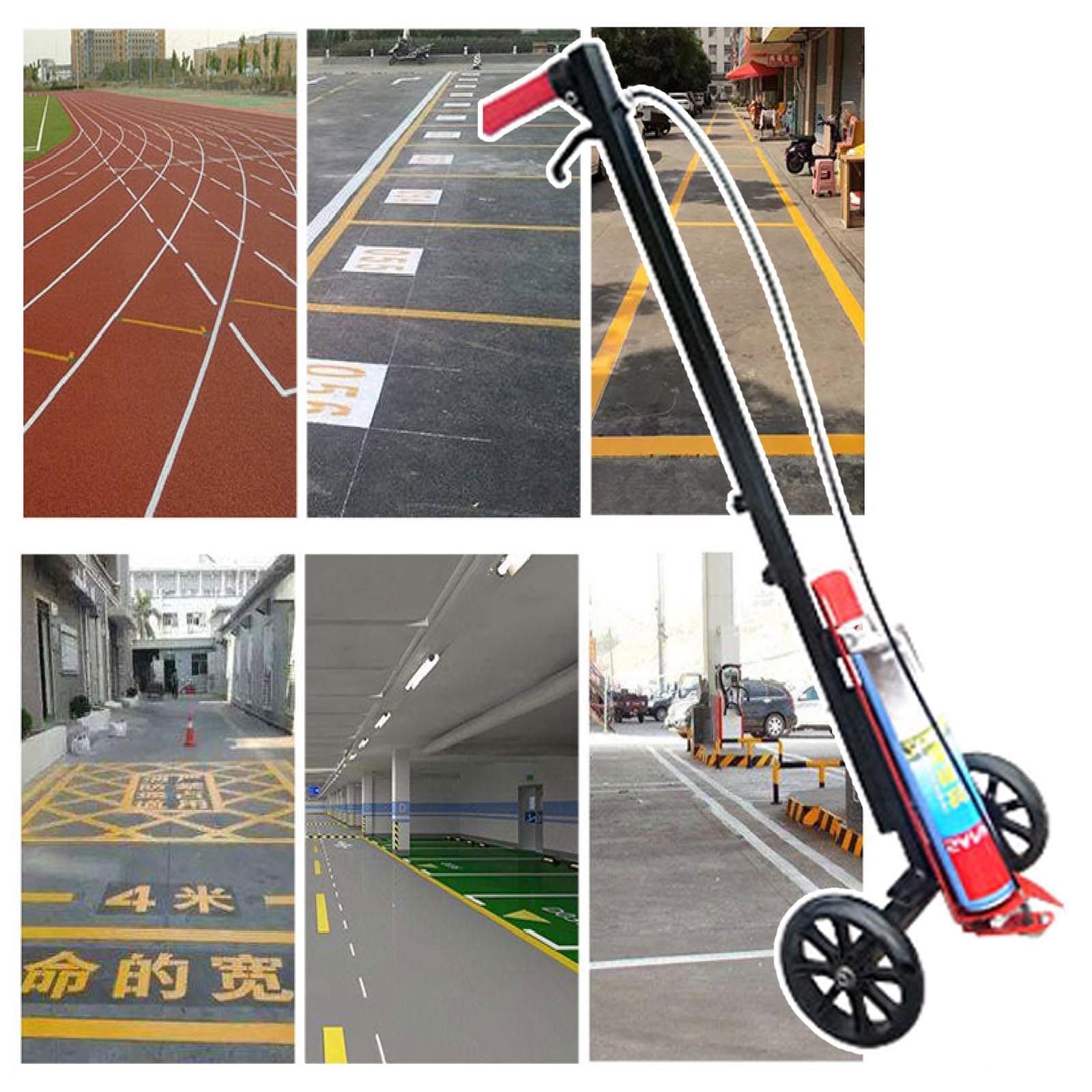 Machine de marquage de peinture par pulvérisation de route – Tracez des lignes droites, des courbes, des cercles | Largeur de 5 à 15 cm – Idéal pour les routes, les usines, les garages, les