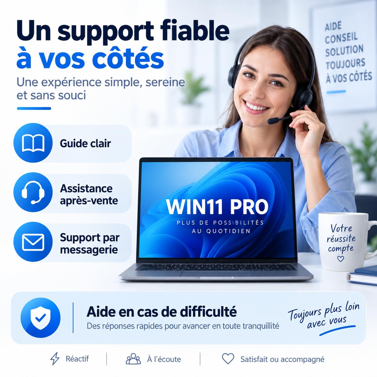 Clé d’activation pour Win11 Pro – Compatible avec système Win11 Professionnel – Activation en ligne – Livraison numérique par message et e-mail – Pour 1 PC
