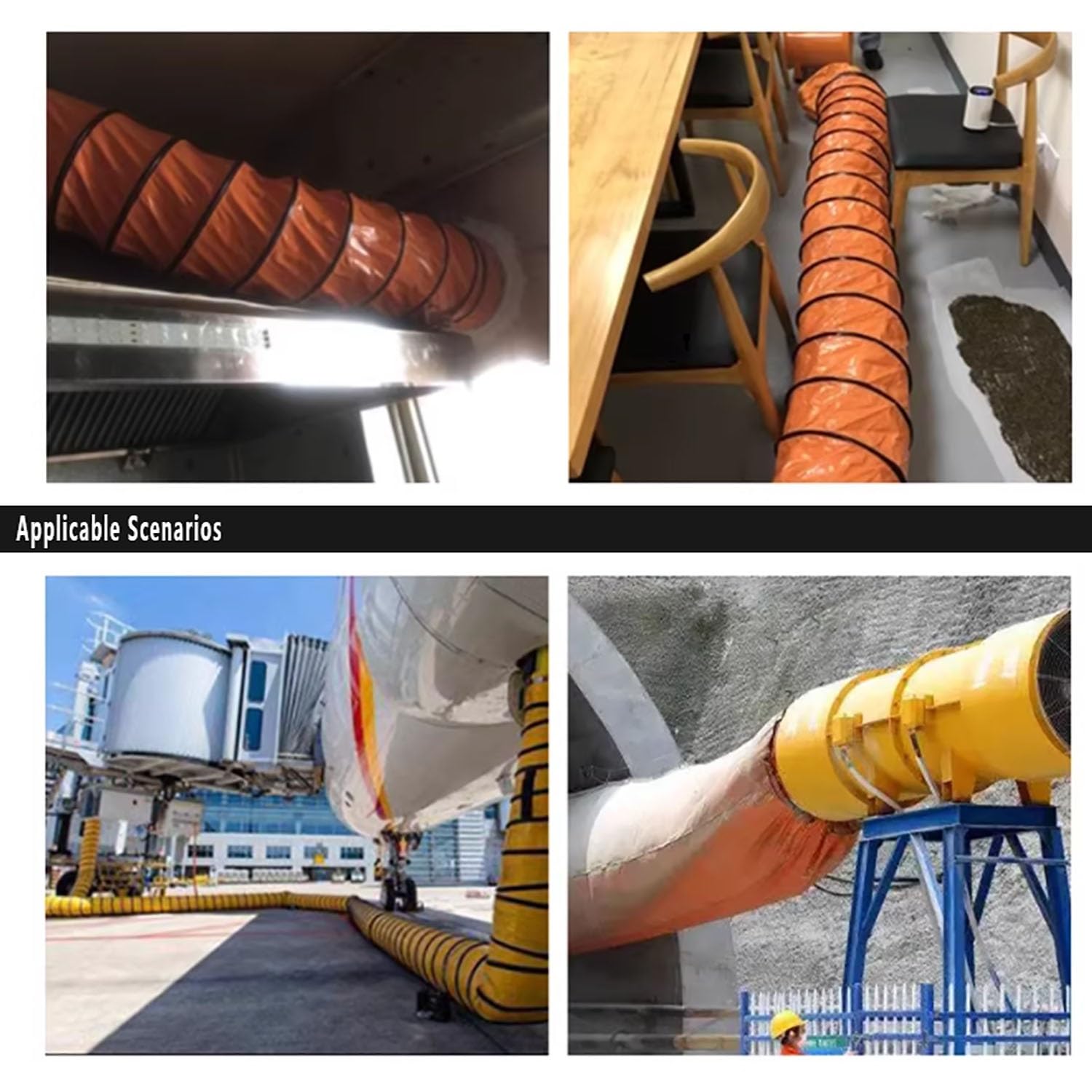 Manguera flexible de PVC, manguera para soplador, tubo de escape para fábricas, edificios residenciales y áticos(3m,450mm)