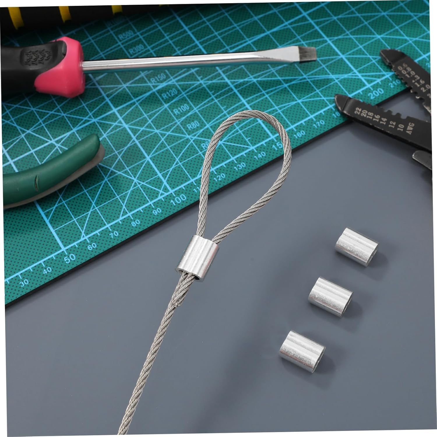 1roll Stainless Steel Wire Rope Garden Wire for Crafts Plants Hanging Includes Sleeves Strong Load-Bearing Capacity