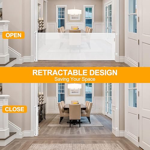 Miniatura 3 de Puertas de bebé extra largas de 140 pulgadas para aberturas grandes, puerta retráctil para bebé, puertas largas para bebés, puertas para interiores