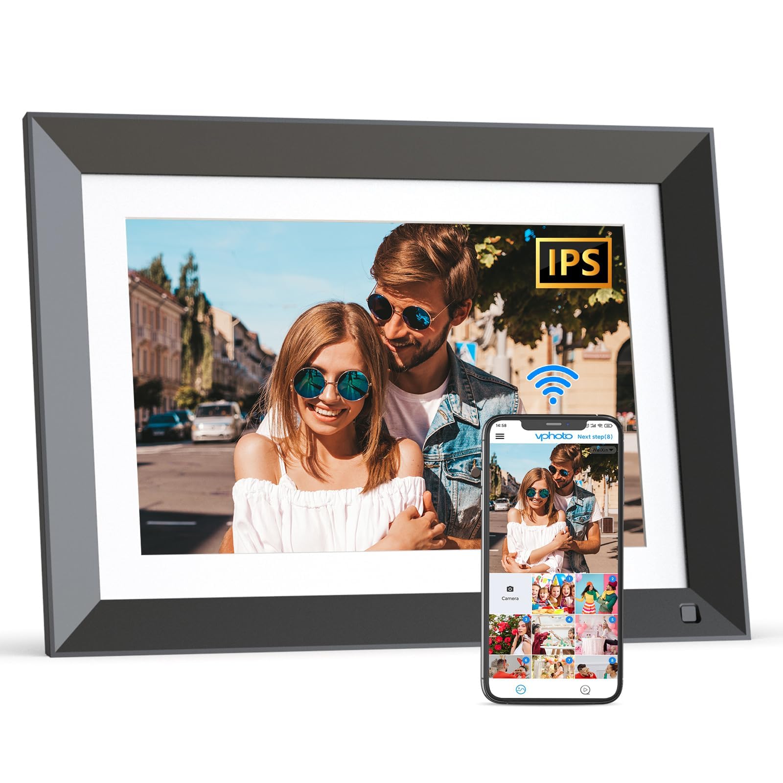 APOFIAL Cornice Digitale WiFi 10.1" Touch – 16GB, 1280x800 IPS, Condivisione Istantanea Da Remoto