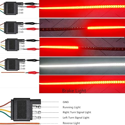 Miniatura 3 de UWDESY Barra de luz LED de 48 pulgadas para portón trasero, dirección de flecha, tira LED roja y blanca para puerta trasera de camión, funciones