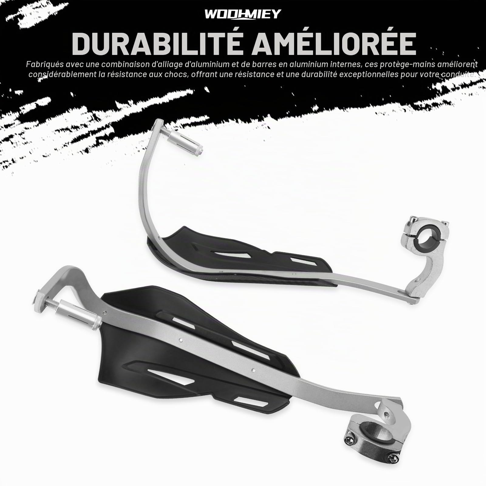 Protège-mains universel pour moto, réglable, en alliage d'aluminium et plastique PP, résistant aux chocs, protège de la pluie, de la poussière et de la boue, poignée argentée
